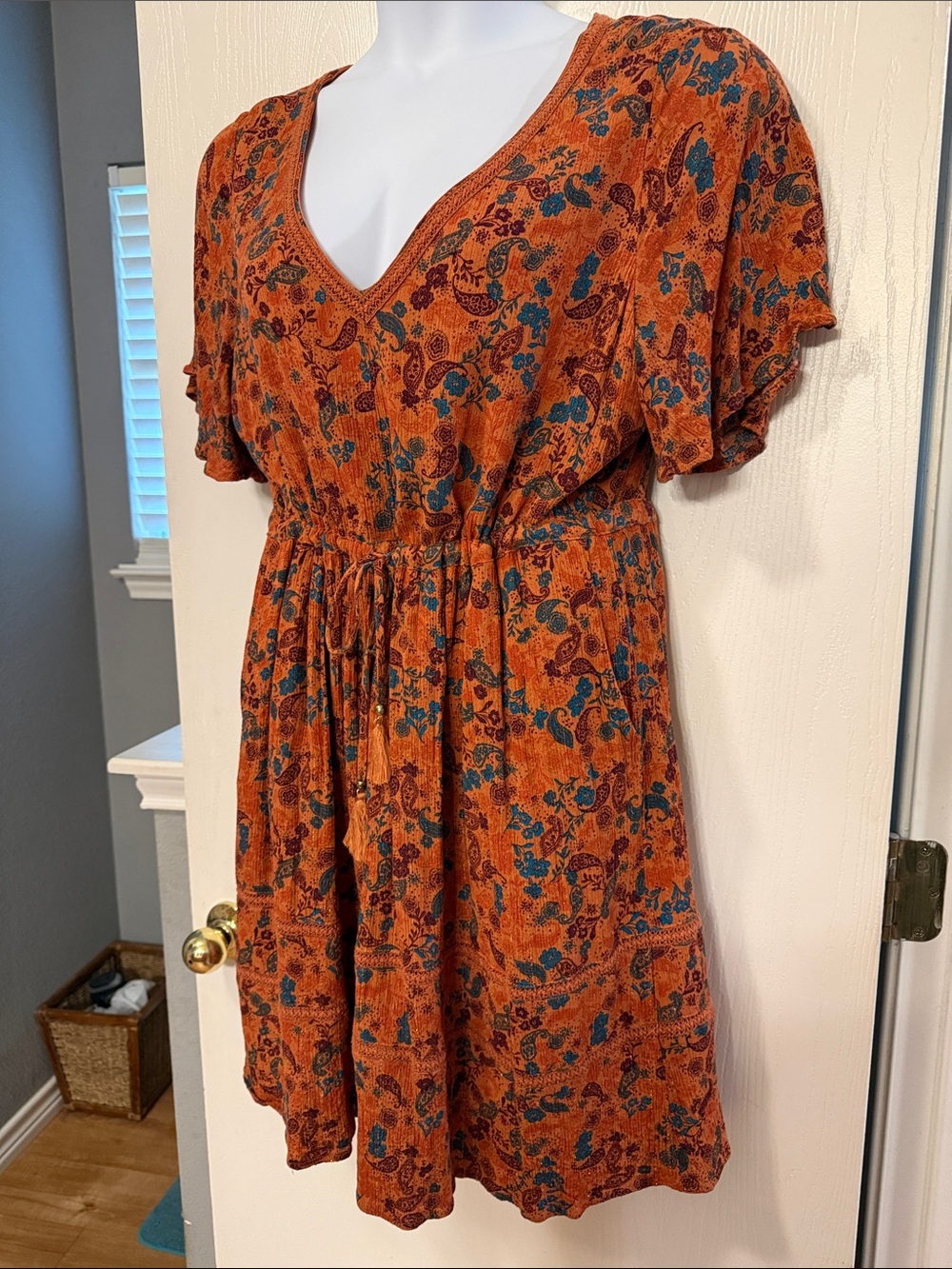 Idyllwind Orange Floral V-Neck Dress